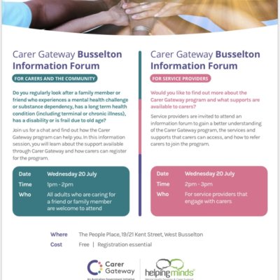 Carer Gateway Information Forums in BUSSELTON
