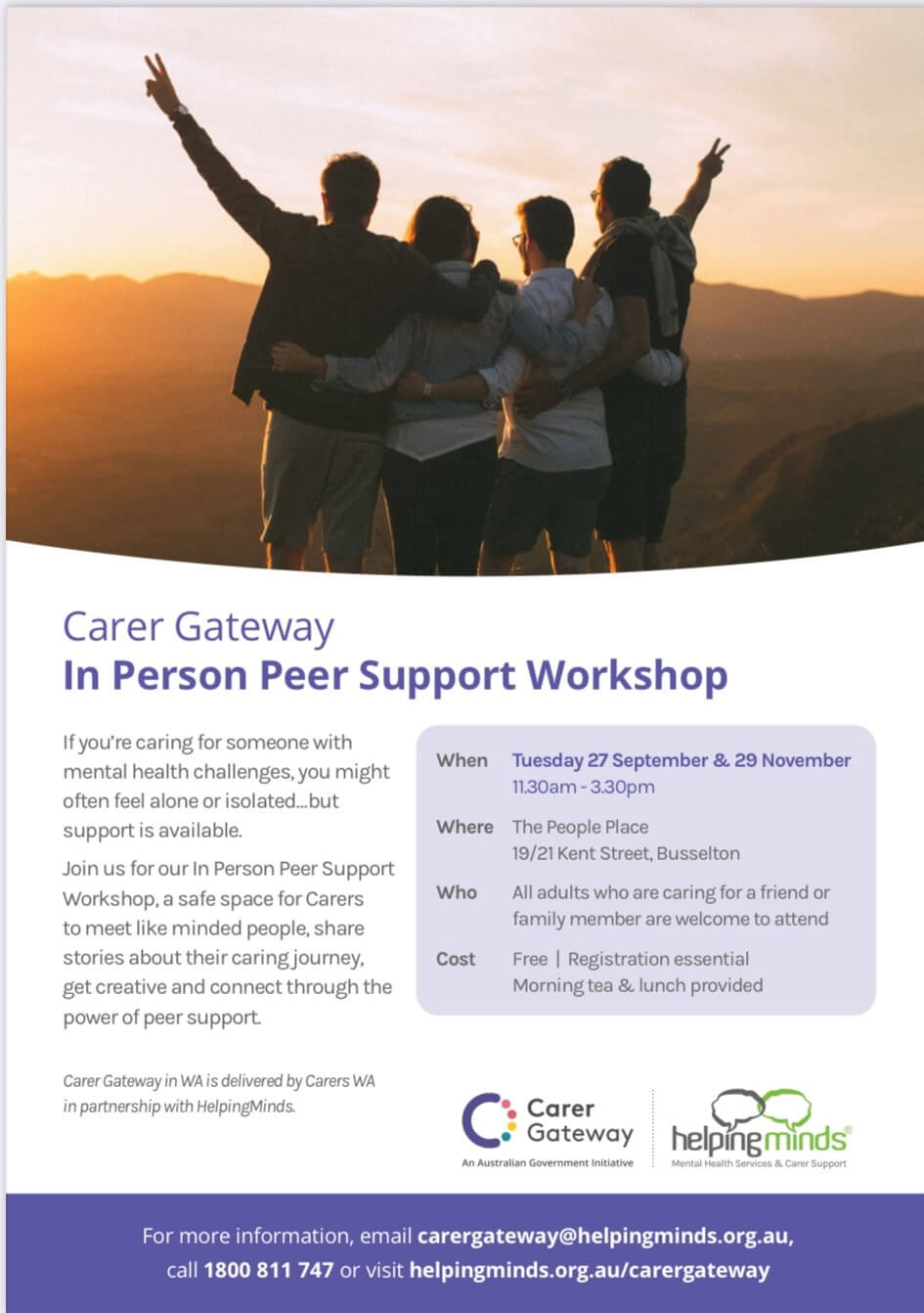 Conference brochure contains details as above, and a photo of four people looking across mountains at the sunset with their arms reached to the sky.