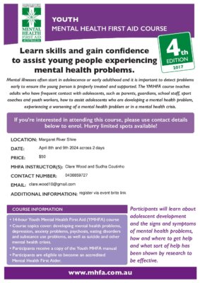 Youth Mental Health First Aid (Margaret River)